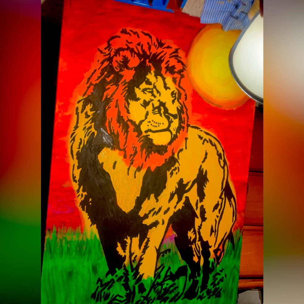 24”x36” Lion Silhouette Painting